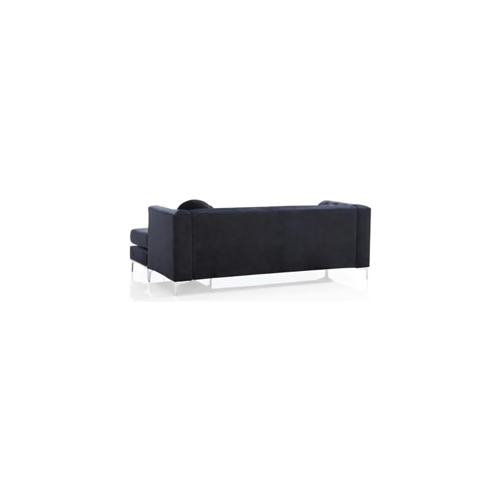 Glory Furniture Pompano Velvet Sofa Chaise in Black