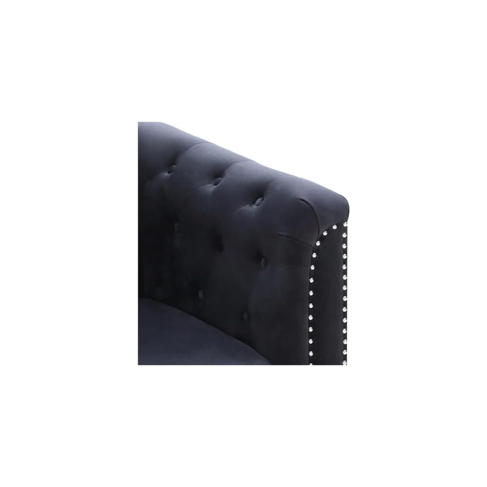 Glory Furniture Pompano Velvet Sofa Chaise in Black