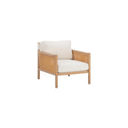Nathan James Hemming Upholstered Armchair, Solid Wood Accent Chair with Boucle Upholstery and Faux Rattan Arm Inlay, Cream/Raw Oak