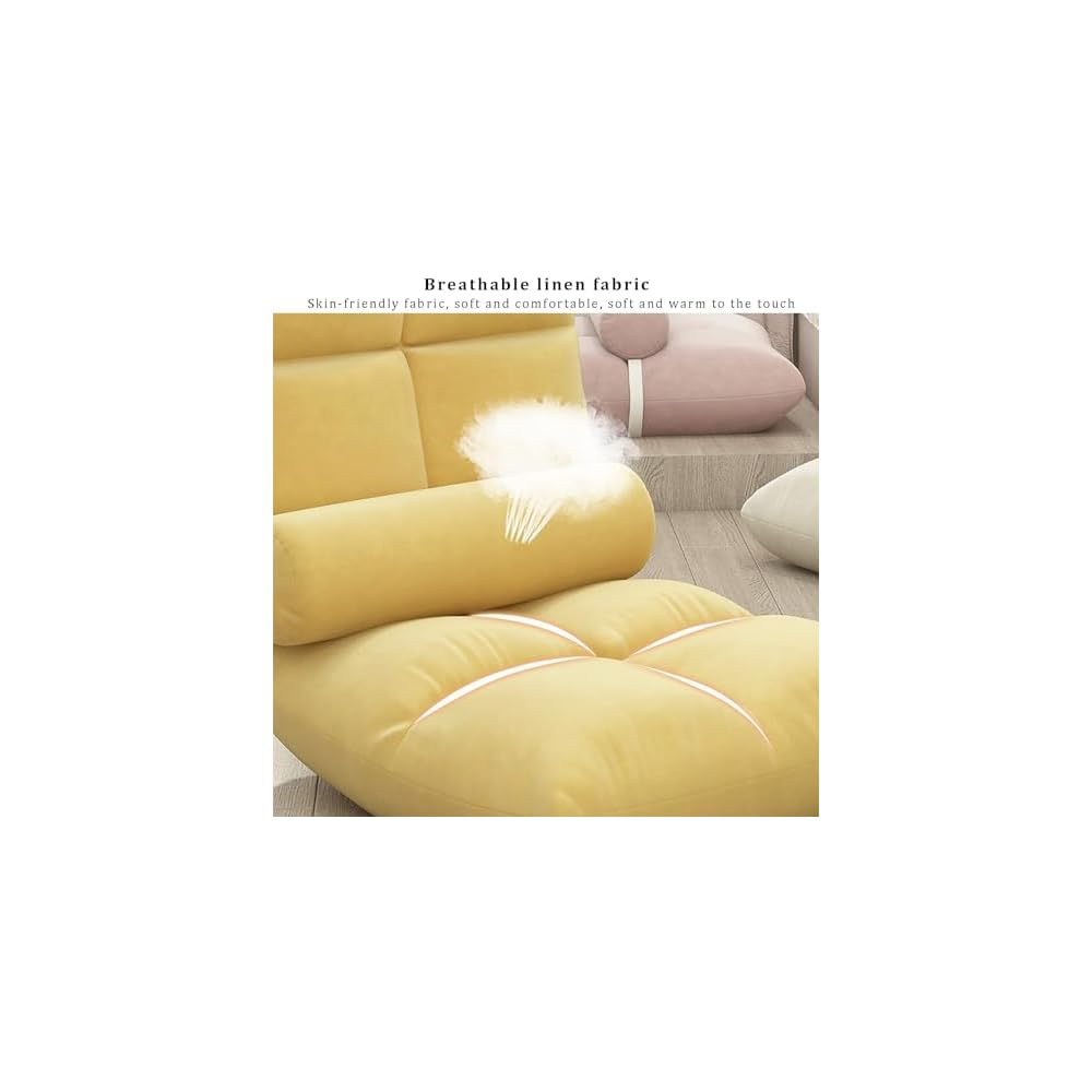 Floor Chair, Armless Meditation Chair with 5 Adjustable Position, Comfy Linen Folding Lazy Sofa Chair Ergonomic Floor Seating Lounge for Gaming, Sleeping, Reading(45x90cm(18x35inch), White A)