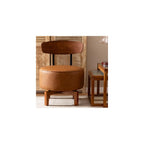 Swivel Accent Chair Living Room Vanity Chair with Back, Linen Brown