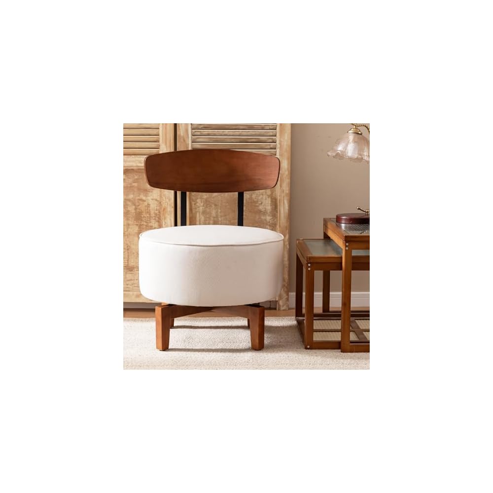 Swivel Accent Chair Living Room Vanity Chair with Back, Linen Brown