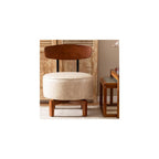 Swivel Accent Chair Living Room Vanity Chair with Back, Linen Brown