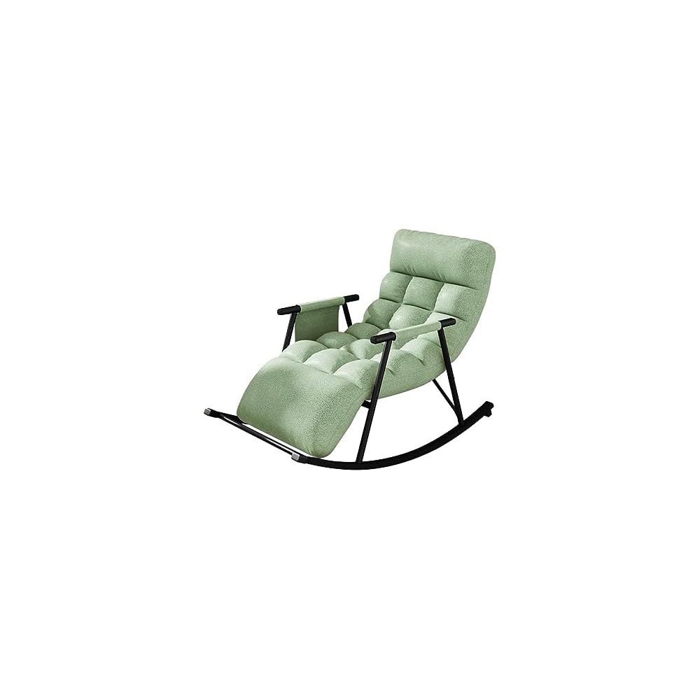 Leisure Sofa Rocking Chair Recliner Armchair Soft Upholstered Lazy Chair Glider for Balcony Poolside Backyard,Rocker Accent Chair with Ottoman for Living Room (Color : Dark Gray)