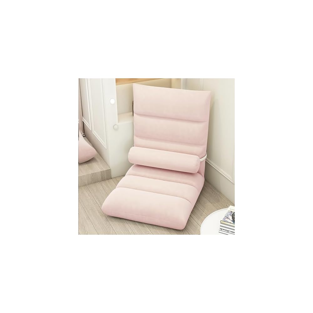 Floor Chair, Armless Meditation Chair with 5 Adjustable Position, Comfy Linen Folding Lazy Sofa Chair Ergonomic Floor Seating Lounge for Gaming, Sleeping, Reading(45x90cm(18x35inch), White A)