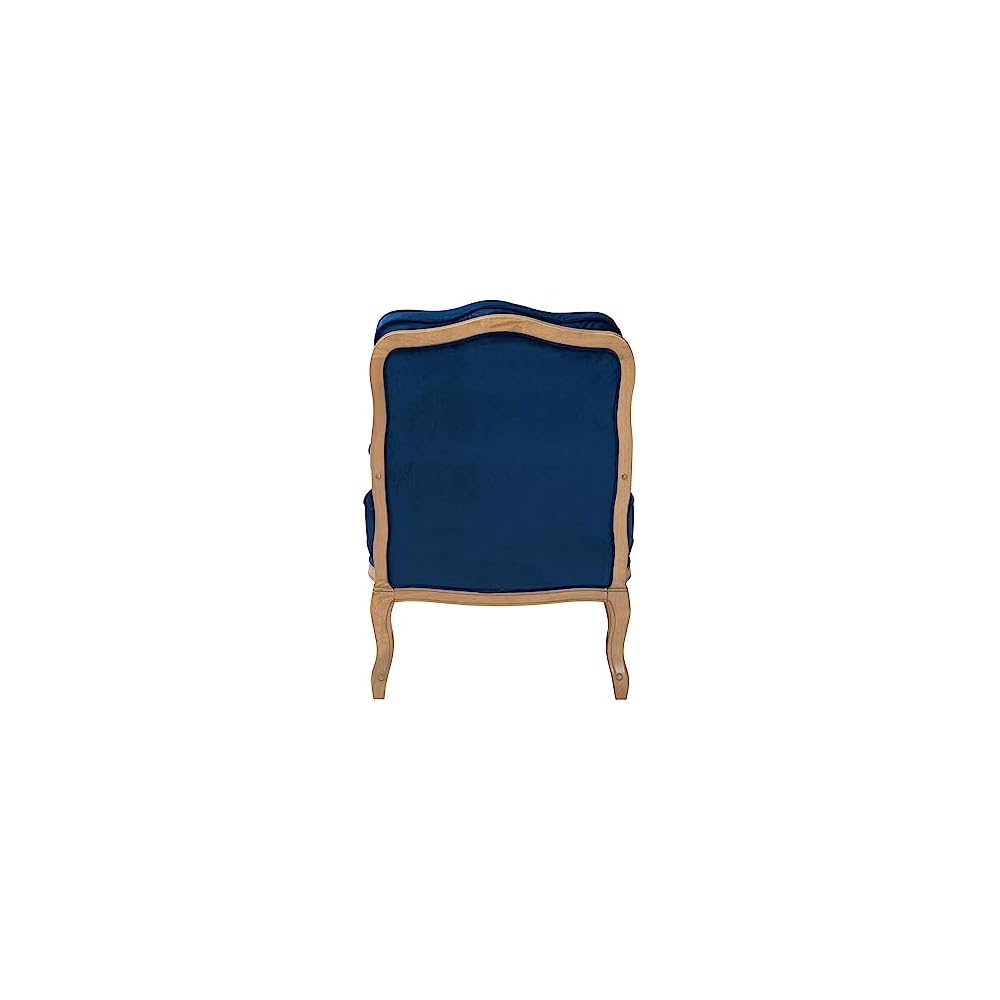 Baxton Studio Jules Traditional Navy Blue Fabric and French Oak Brown Finished Wood Accent Chair