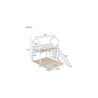 Merax Twin Over Full House Bunk Bed with Slide and Built-in Ladder,Full-Length Guardrail,White