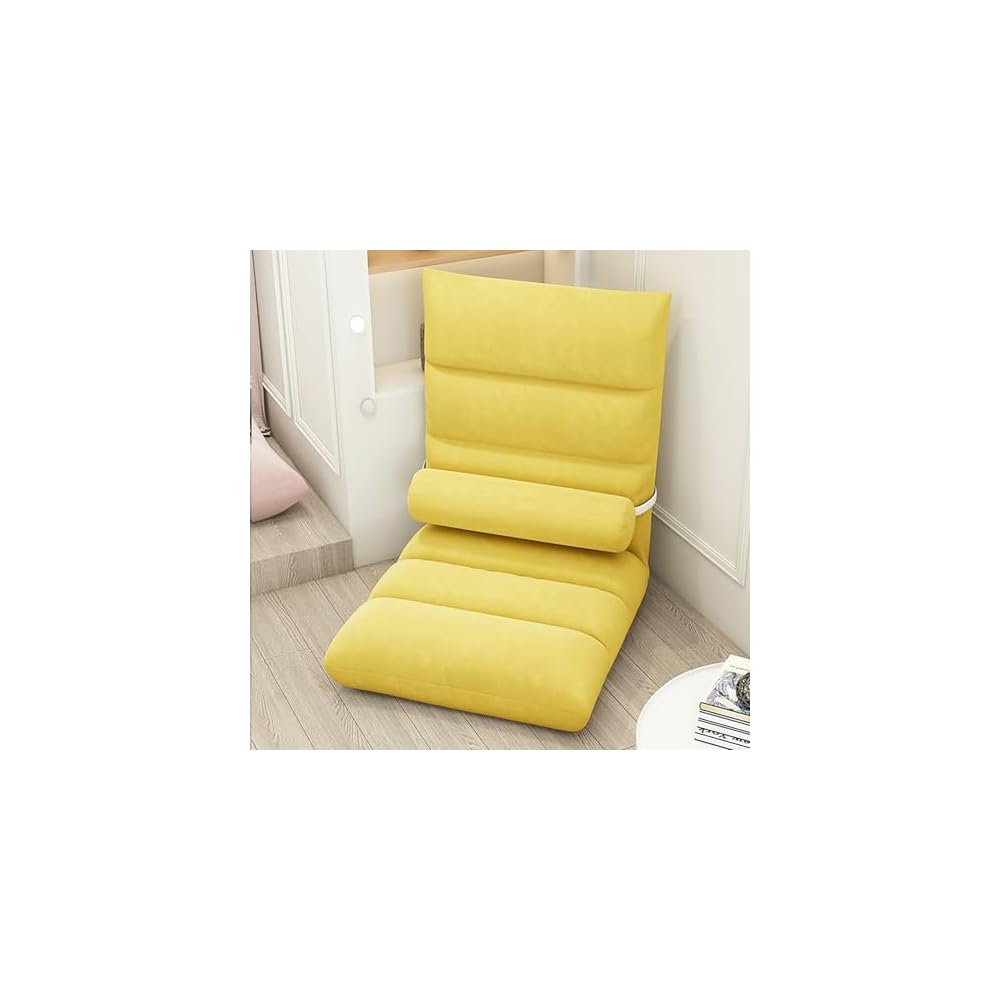 Floor Chair, Armless Meditation Chair with 5 Adjustable Position, Comfy Linen Folding Lazy Sofa Chair Ergonomic Floor Seating Lounge for Gaming, Sleeping, Reading(45x90cm(18x35inch), White A)