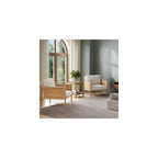 Nathan James Hemming Upholstered Armchair, Solid Wood Accent Chair with Boucle Upholstery and Faux Rattan Arm Inlay, Cream/Raw Oak