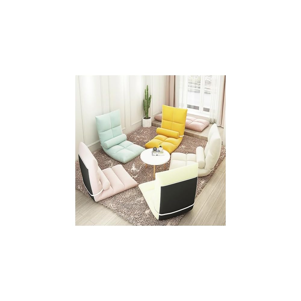 Floor Chair, Armless Meditation Chair with 5 Adjustable Position, Comfy Linen Folding Lazy Sofa Chair Ergonomic Floor Seating Lounge for Gaming, Sleeping, Reading(45x90cm(18x35inch), White A)