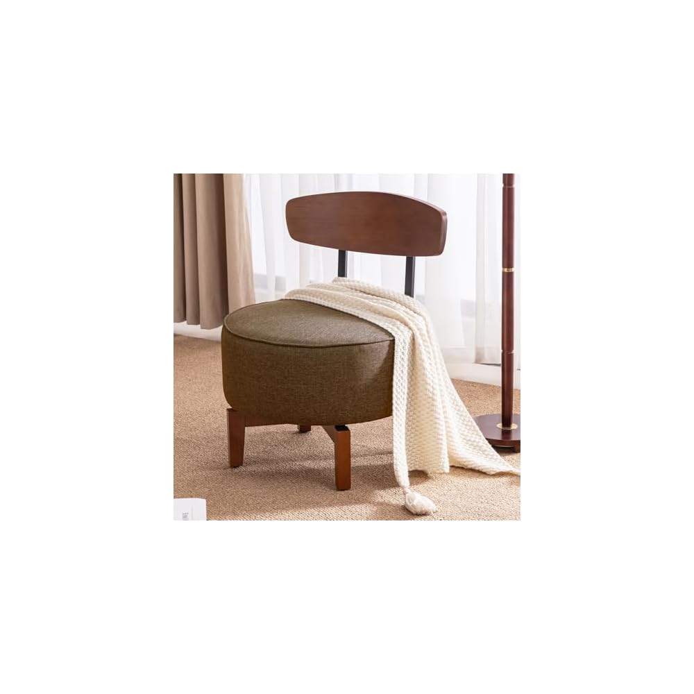 Swivel Accent Chair Living Room Vanity Chair with Back, Linen Brown