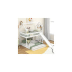 Merax Twin Over Full House Bunk Bed with Slide and Built-in Ladder,Full-Length Guardrail,White