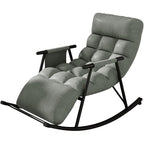 Leisure Sofa Rocking Chair Recliner Armchair Soft Upholstered Lazy Chair Glider for Balcony Poolside Backyard,Rocker Accent Chair with Ottoman for Living Room (Color : Dark Gray)