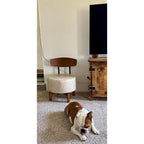 Swivel Accent Chair Living Room Vanity Chair with Back, Linen Brown
