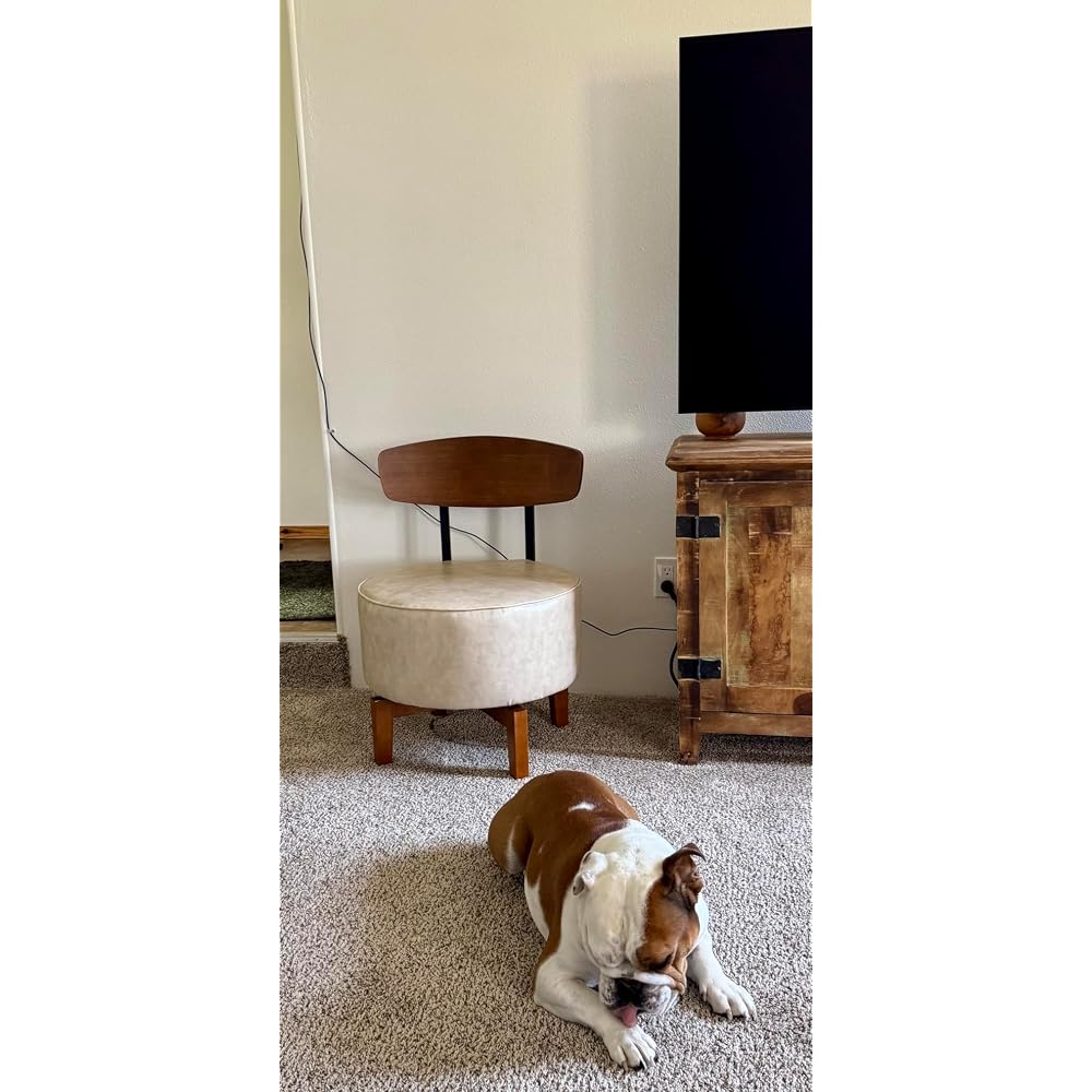 Swivel Accent Chair Living Room Vanity Chair with Back, Linen Brown