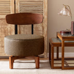 Swivel Accent Chair Living Room Vanity Chair with Back, Linen Brown